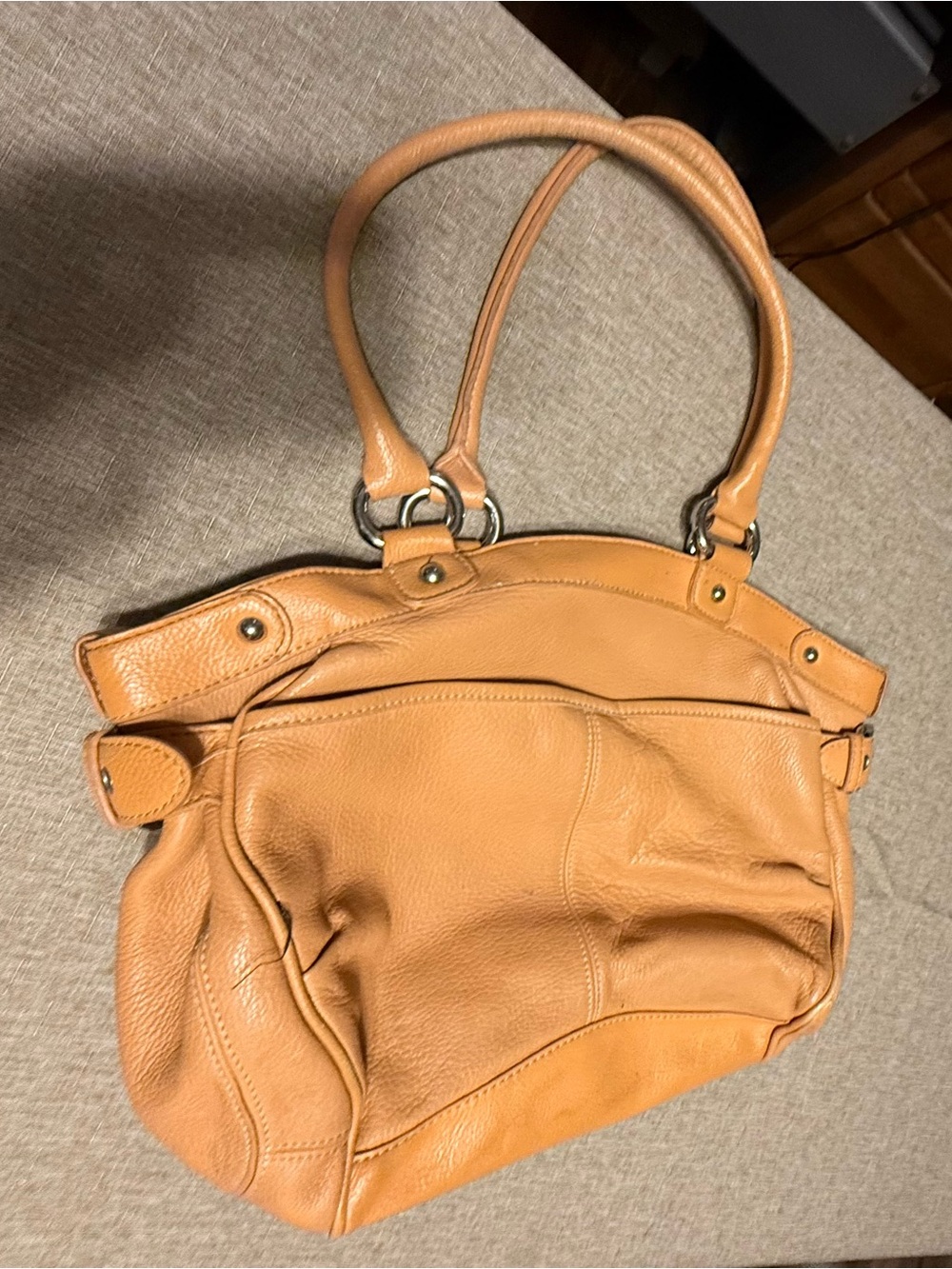 Classic Tan Leather Tote Bag - Women's Carryall